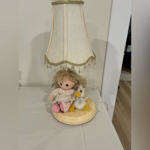 Precious Moments Table Lamp with Doll and Duck Accent